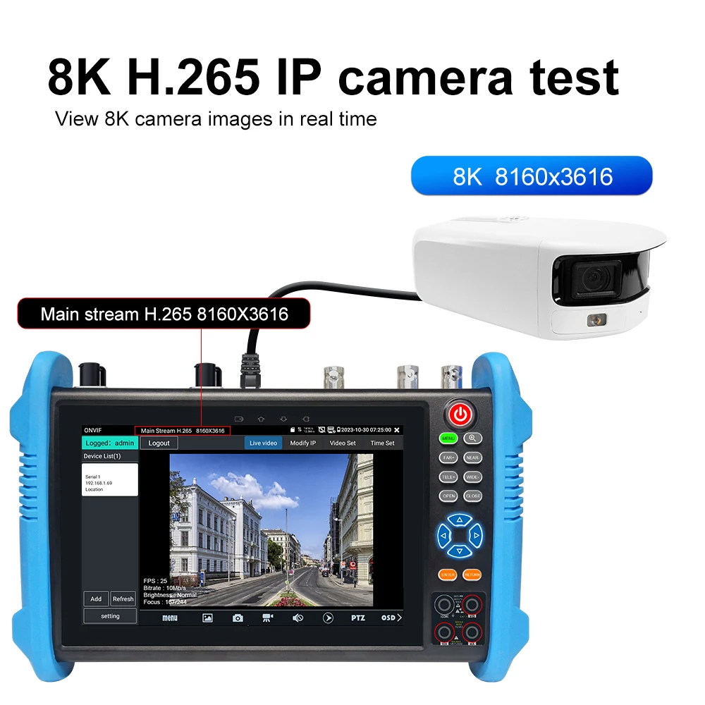 New CCTV Tester IPC-9800Pro 55V POE++Power Output Gigabit SFP Optical Fiber Module Port New Battery 11.1V 5200mAh 2G RAM+32G ROM
