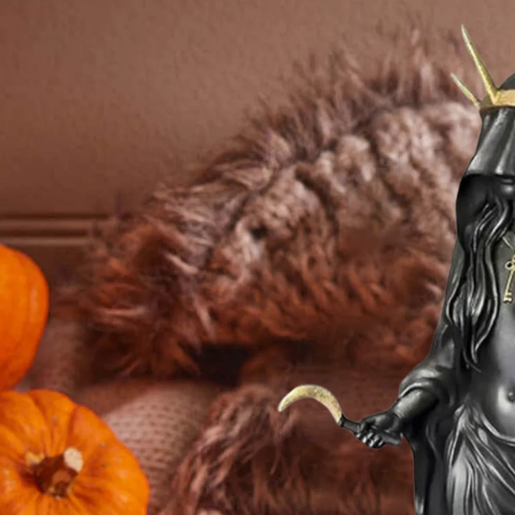 Gothic Witch Statue Halloween Cracker Barrel Witch Sculpture Retro Magician Dark Goddess Hecate Altar Figurine Desktop Ornament