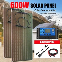 600W 300W Solar Panel Kit Complete 18V Flexible Monocrystalline Solar Cell Power Charger for Outdoor Marine Camping Boat RV Car