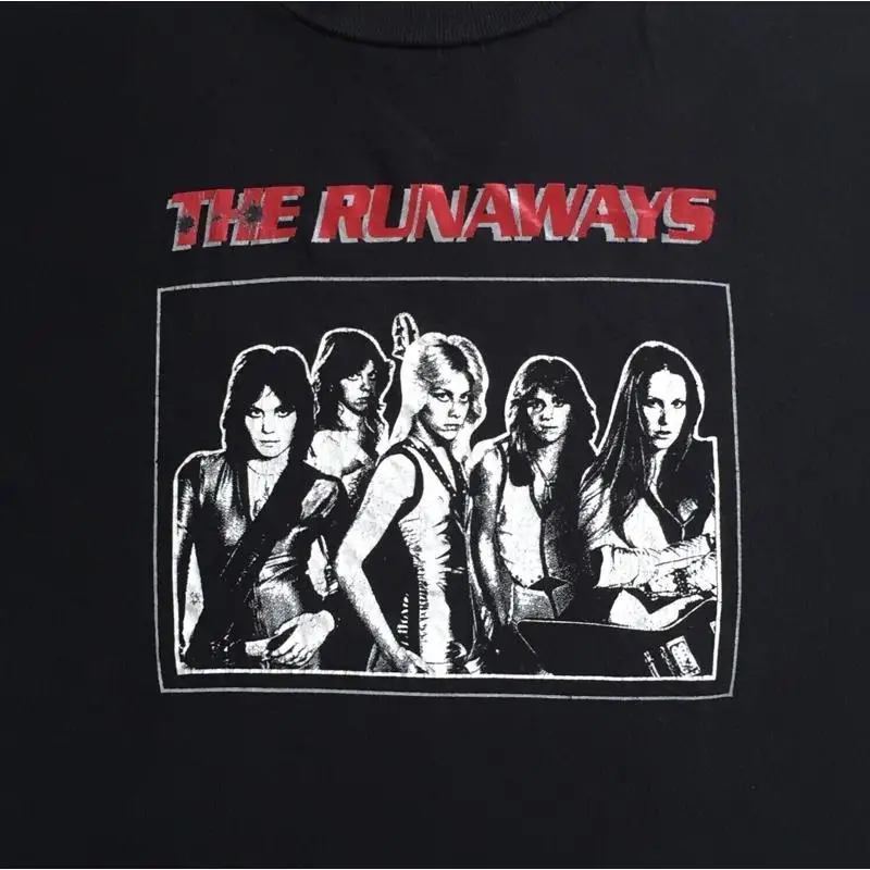 

Хлопковая черная футболка Vtg The Runaways Band Music Lover Ag208