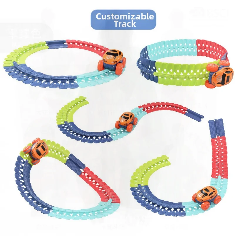 Ensemble de jouets de montagnes russes pour voiture électrique, piste assemblée Flexible pour enfants de 4 à 6 ans, Train d'éclairage intelligent avec