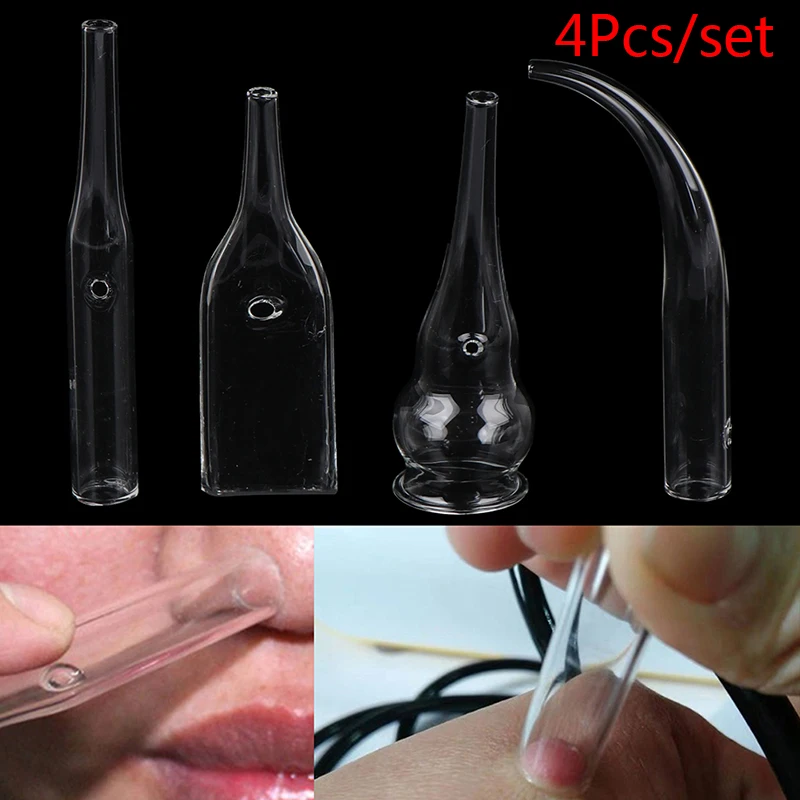블랙헤드 제거 유리 파이프, 얼굴 모공 클렌저, 진공 추출기 튜브, 4 개/세트