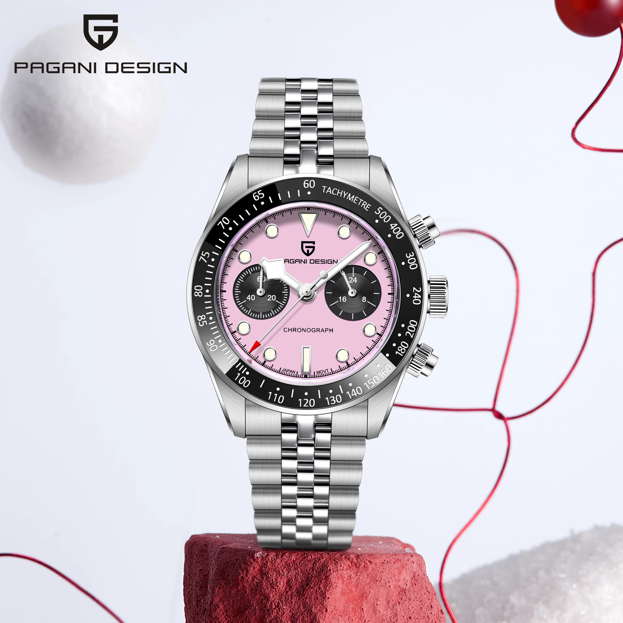 

Мужские часы PAGANI DESIGN Новые кварцевые часы для мужчин Топ Япония VK34 Часы из нержавеющей стали Роскошные сапфировые зеркальные светящиеся часы