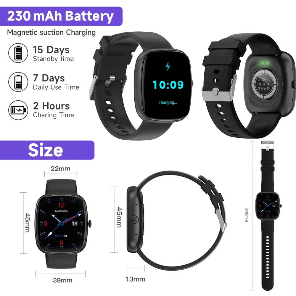 SKMEI Smart Watches 1.83 Inch Waterproof Heart Rate Sports Smartwatch For Men Women Outdoor Military Wristwatch For Android IOS