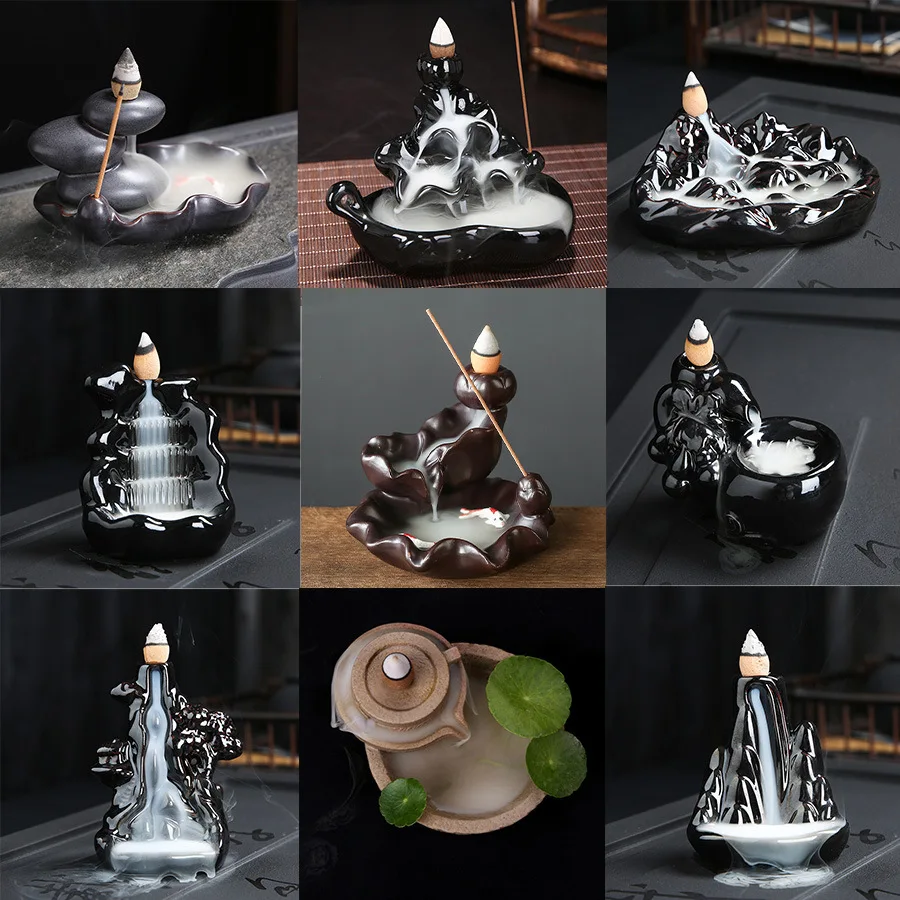 

Ceramic Backflow Incense Burner Set - Multi-style Waterfall IncenseBurners, Suitabl for omeYoga Meditation,aromatherapyProducts.