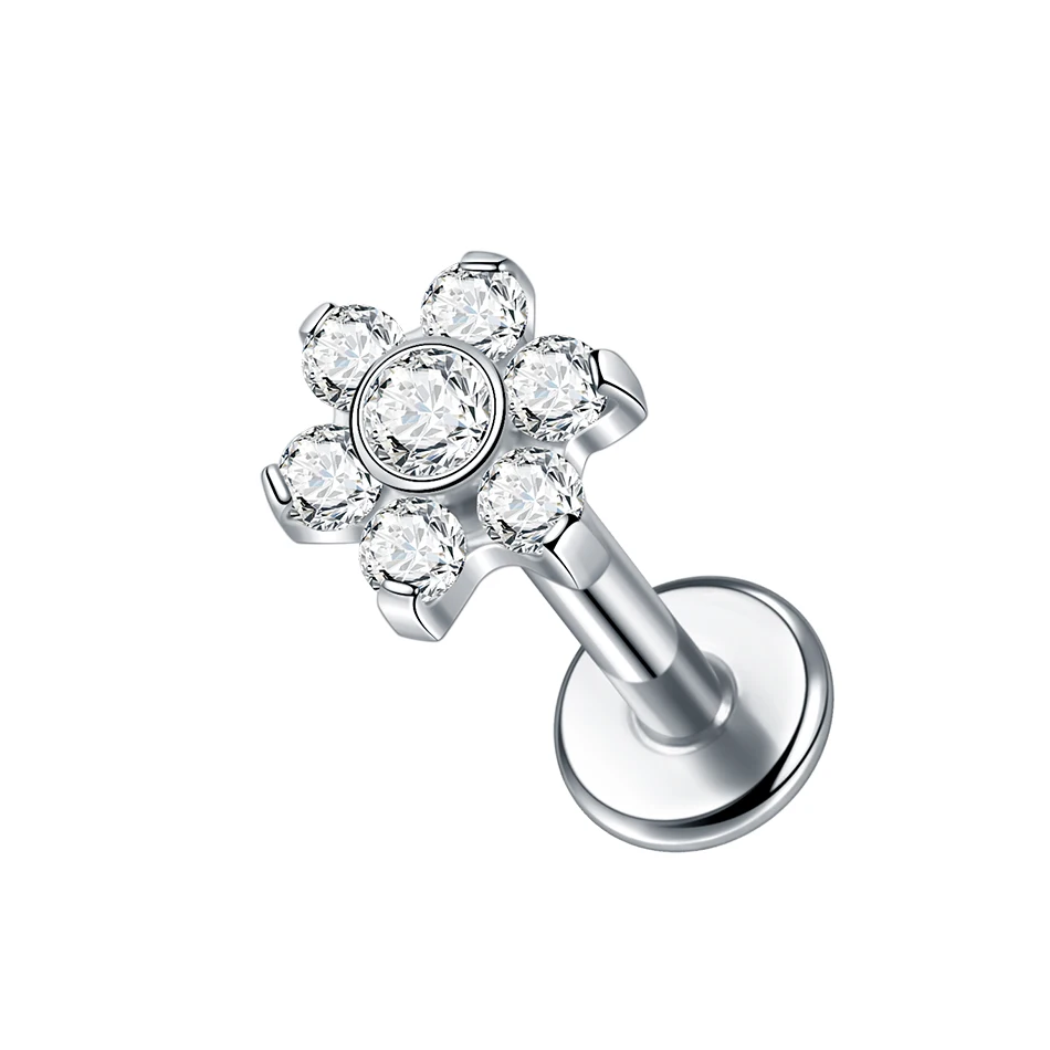 1PC Labret Piercing Titanium Goud Kleur Conch Helix Piercing Stud Oorbel Kubieke Zirkoon Lip Studs Ring Kraakbeen Oorbel Sieraden