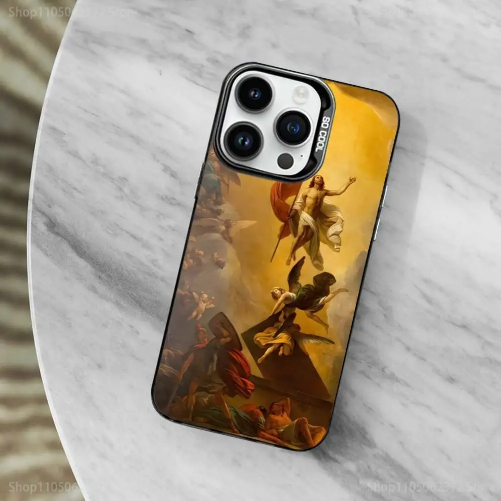 حافظة هاتف Art F-Francisco G-Goya لهاتف iPhone 11,12,13,16,14,15, Mini, Pro,XS,MAX غطاء أسود غير لامع مقاوم للصدمات