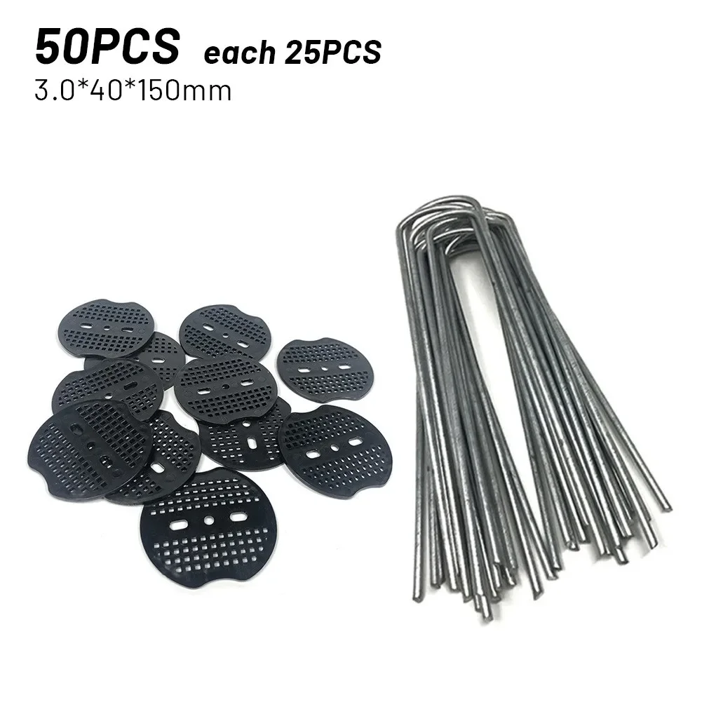 

50pcs Tent Pegs Camping Ground Nail Gasket Galvanised Galvanized Steel Nail Gazebo Metal Ground Silver U Tent Pegs