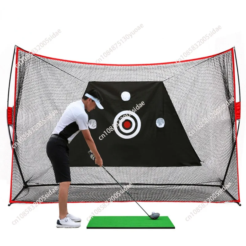 Indoor and outdoor golf practice net swing cut rod net