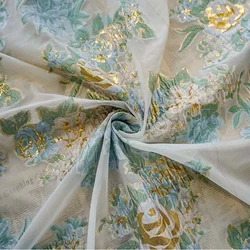Tulle Gold Silk Yarn Dyed Jacquard Fabric Women's Flower Dress Retro Wedding Dress Bag Decorative Sewing Fabric