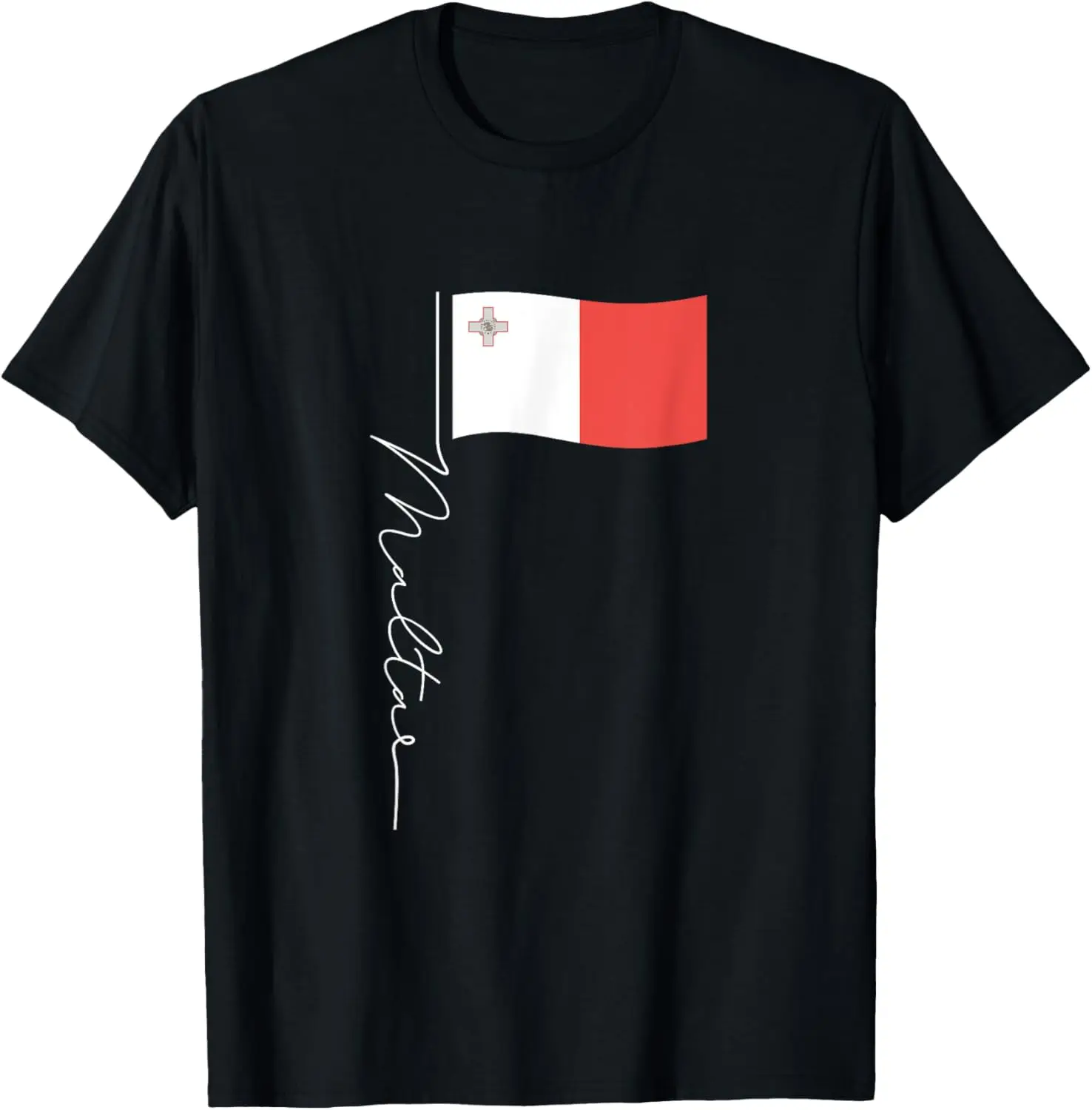 Malta Signature Flag Pole - Elegant Patriotic Maltese Flag T-Shirt