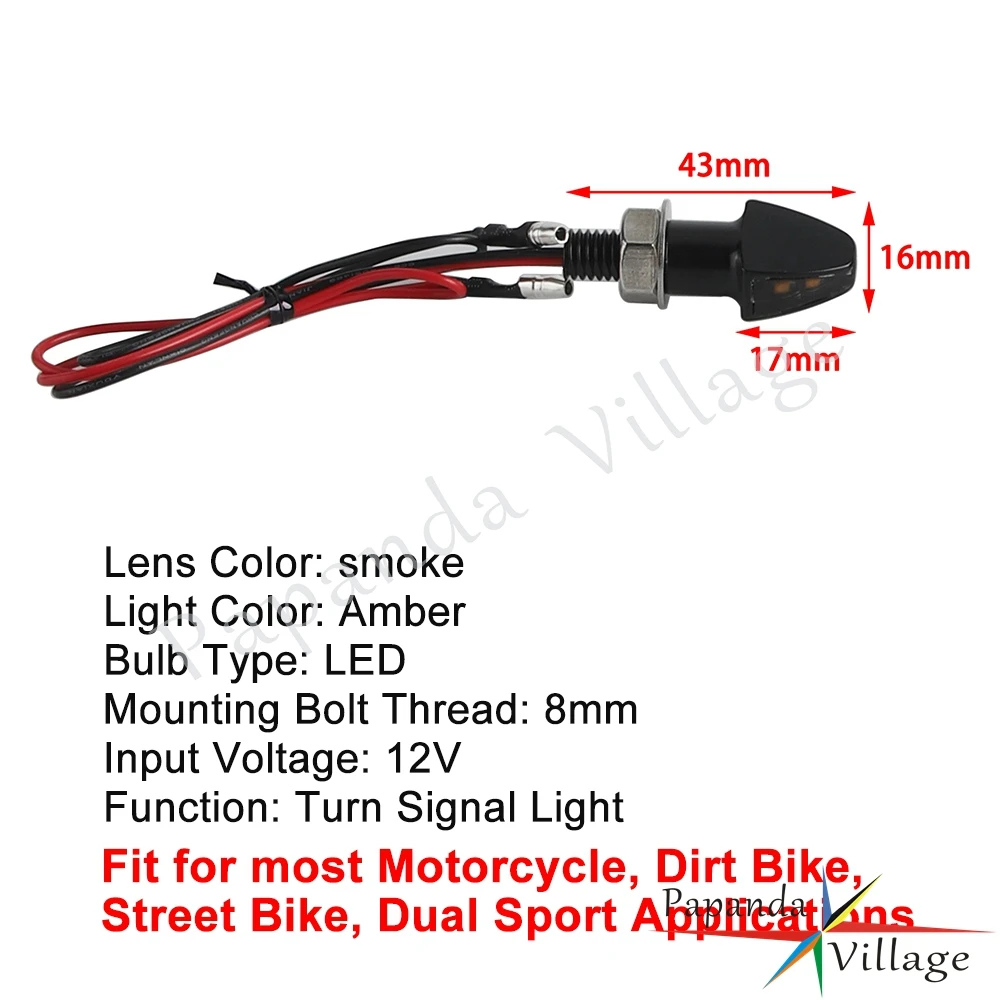 Mini Motorcycle Turn Signal Light Smoke Lens Led Indicator Lamp 12V Amber LED Signal Lamp For Cafe Racer Bobber Honda Dual Sport