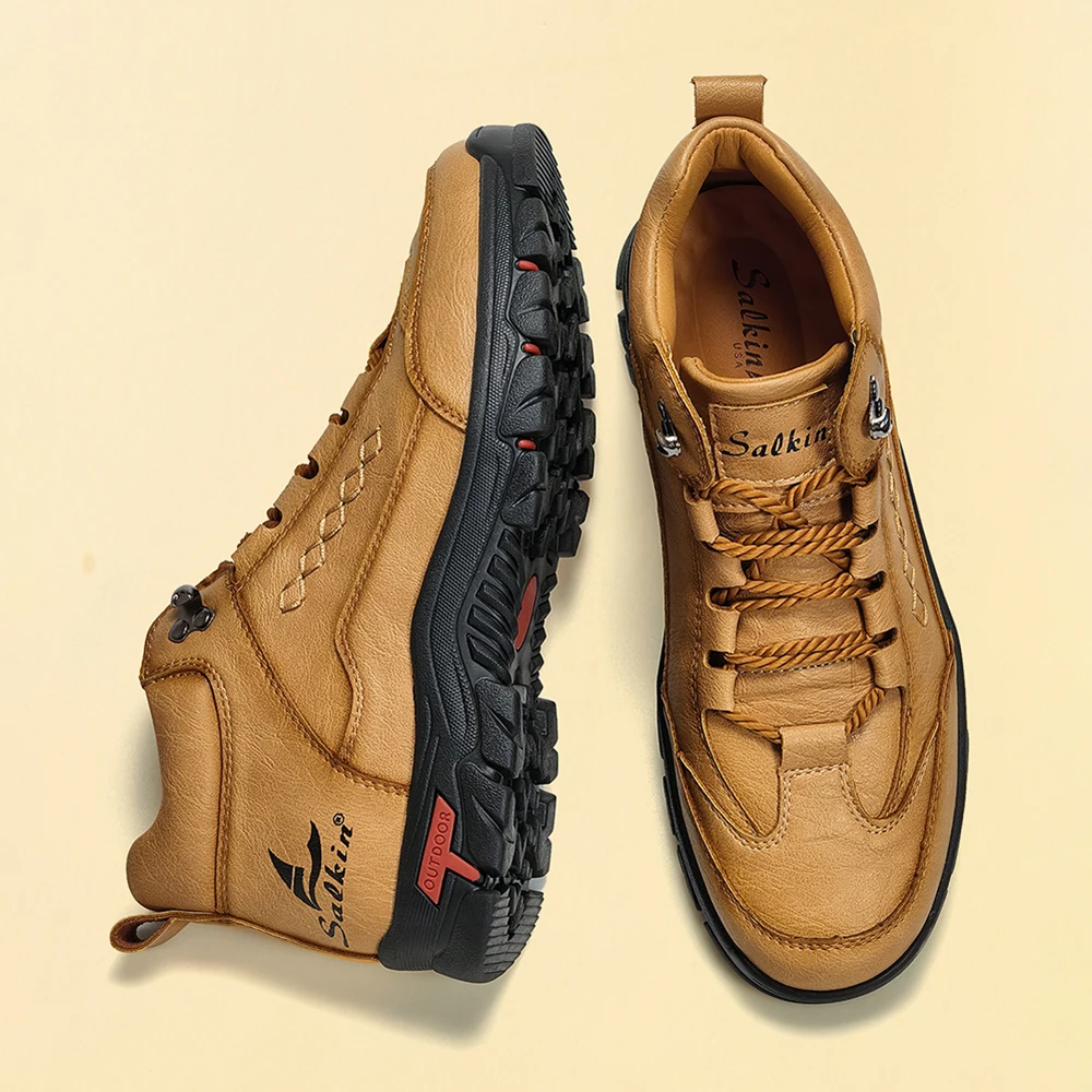 Handmade ผู้ชายรองเท้าฤดูหนาวรองเท้าหนังลําลองรองเท้าผ้าใบเดินป่ากลางแจ้ง PLUS ขนาดชาย Hombres Botas ข้อเท้ารองเท้า Anti SLIP