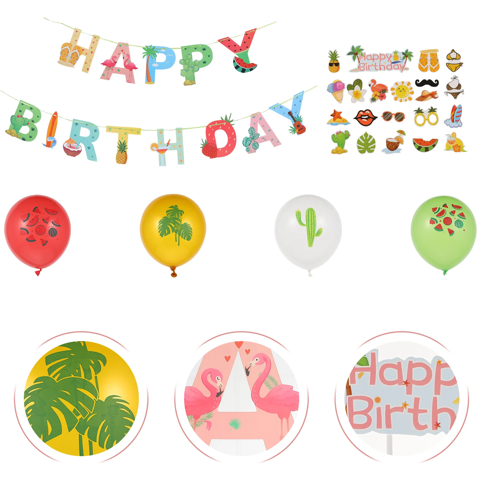 

100pcs Latex Balloon Party Decoration Set Bright Colors Reusable Strong for Kitchen Front Door Stairs Birthday Hawaii