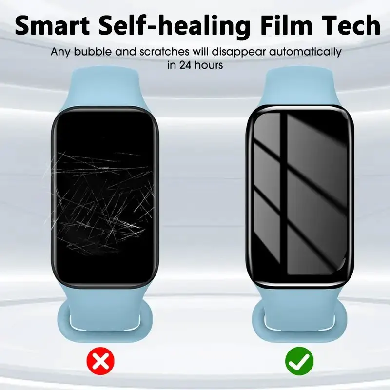 4 قطعة واقي شاشة فيلم لـ Xiaomi Mi Band 9/8 تغطية كاملة منحنية لـ Mi Band 9 8 Active/Pro حماية شاشة الساعة الذكية
