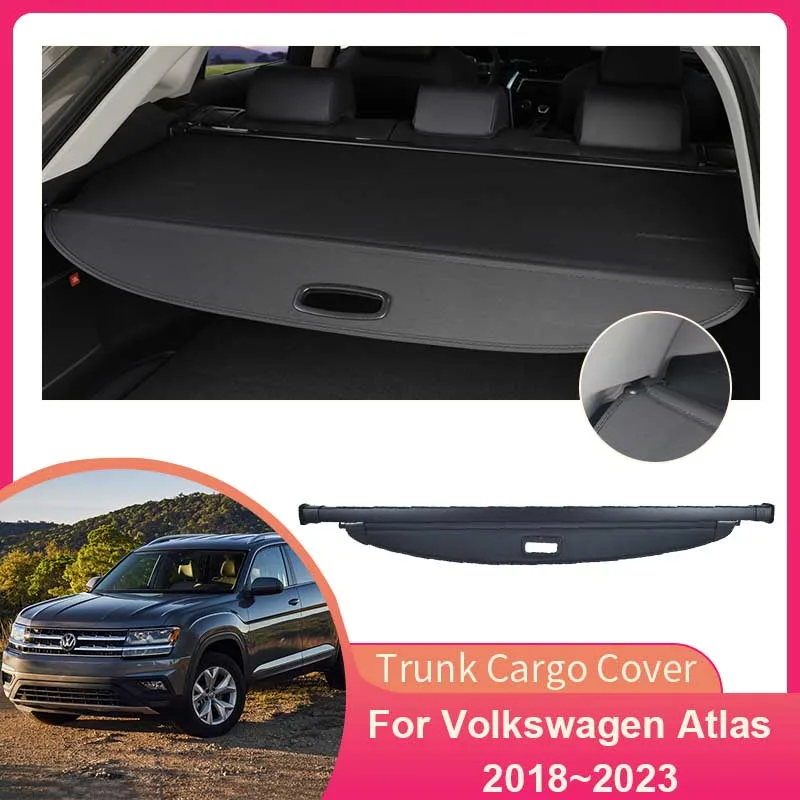 Rear Trunk Cargo Cover for Volkswagen VW Atlas Teramont CA1 2018~2023 Partition Board Privacy Shielding Shade Curtain Accessorie