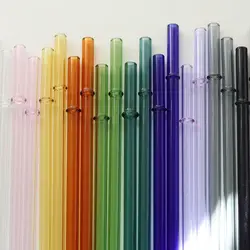 3Pcs 23cm Glass Straws Reusable Long Heat-resistant Drinking Straws Cup Accessories Color Straws for Smoothies Cocktails