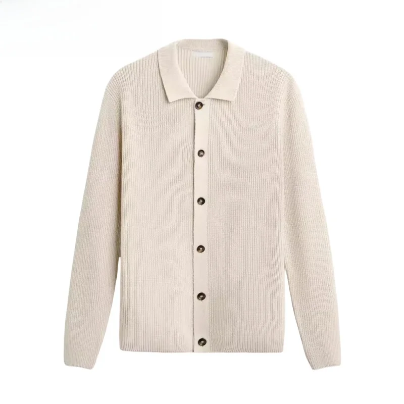 

New Autumn Men's Knitted Long Sve Ne Sweater Straight Leg Coat Faionable Ci Loose Fit Pure Color Open Cardigan
