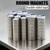 Imán redondo súper fuerte, potentes imanes de neodimio con adhesivo de doble cara, imán magnético permanente para refrigerador N35 NdfeB