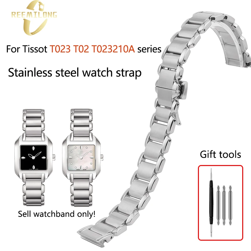 

Ремешок для часов с изогнутым концом 14 мм для серии 1853 Tissot T023 T02, ремешок из нержавеющей стали T023210A, женский водонепроницаемый металлический браслет