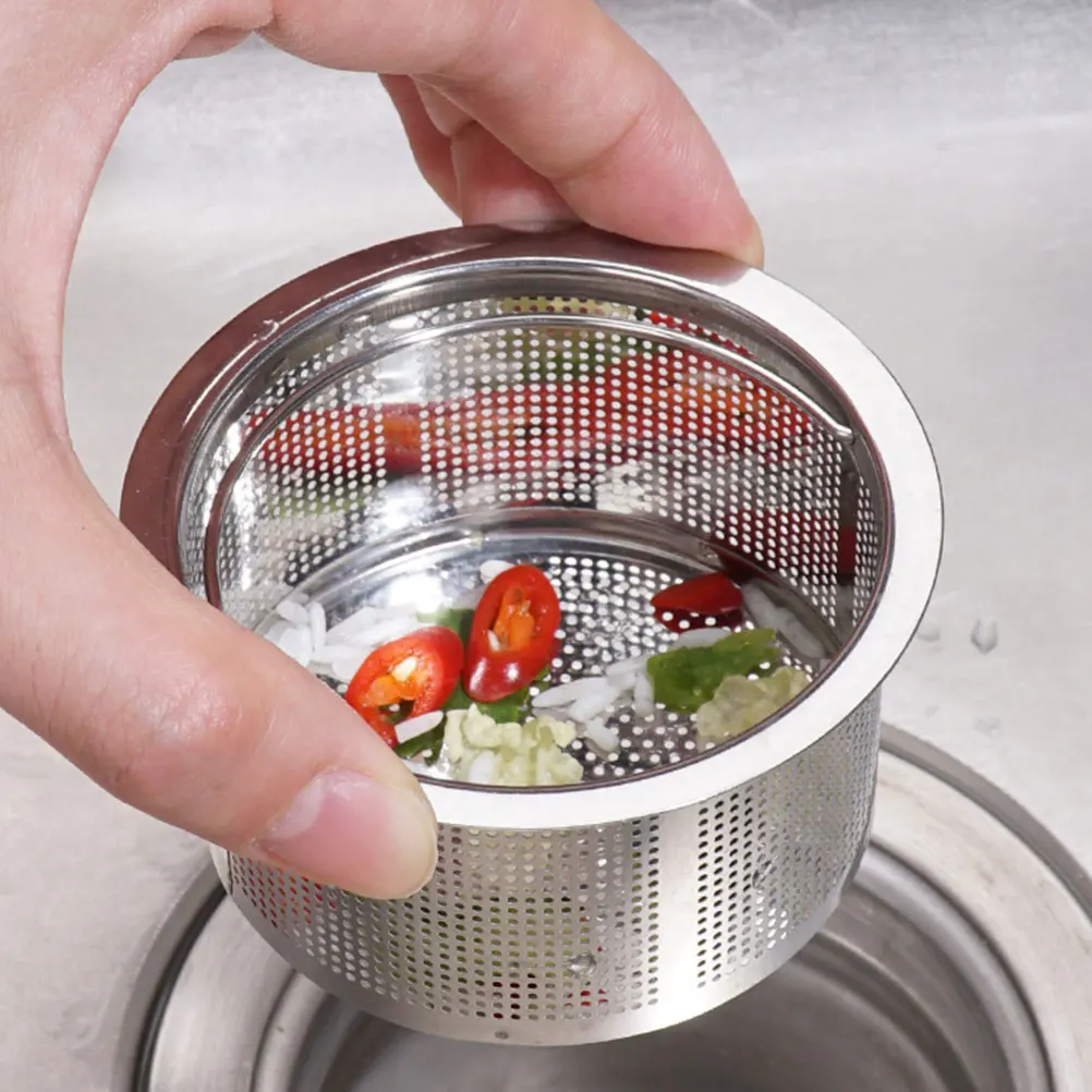 

4 Pcs Stainless Steel Filter Sieve Kitchen Sink Strainer Basket Fine Mesh Thickened Drain Household Sink Drainer Professional