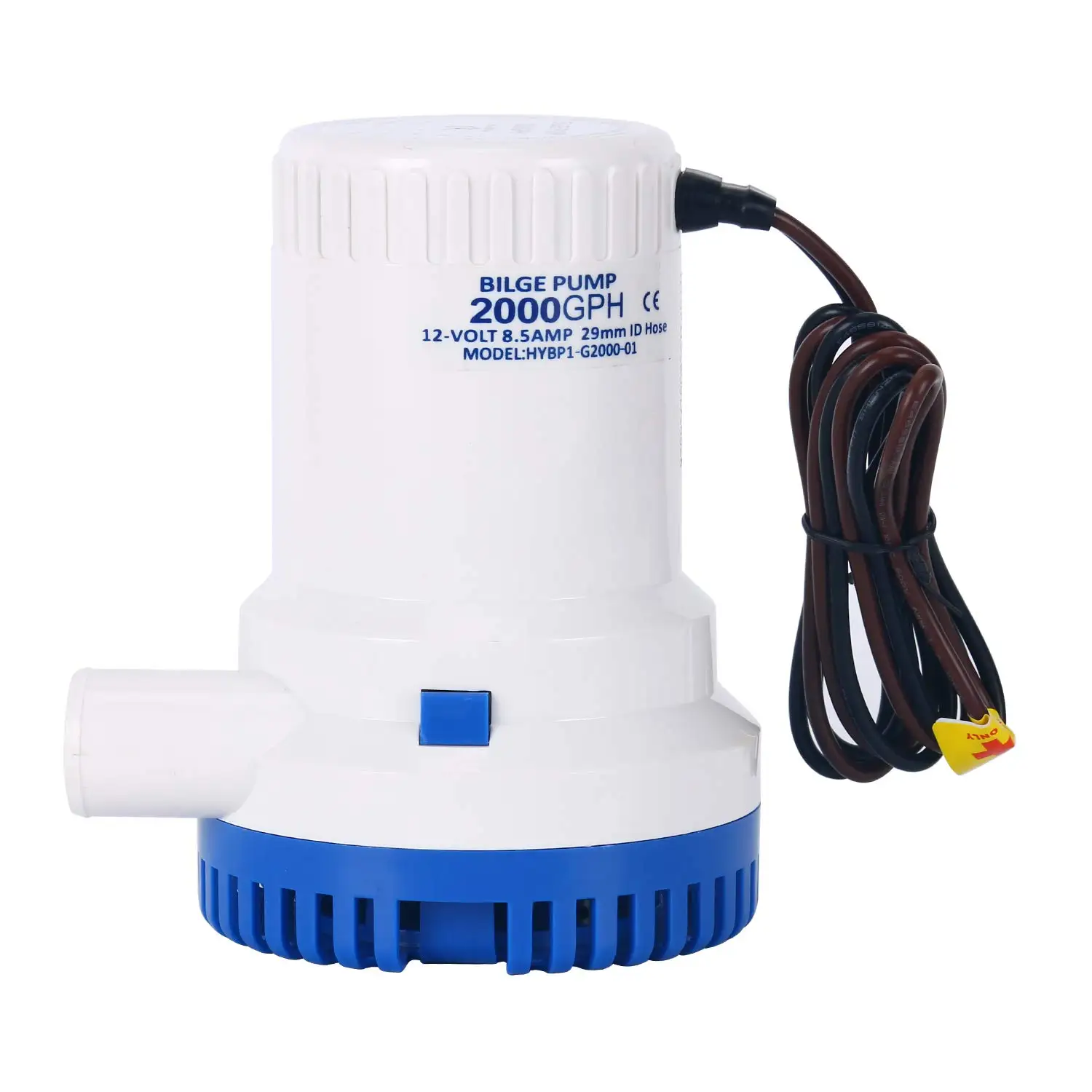 2000 GPH Automatic Boat Bilge Pump 12V 8.5AMP Marine Plumbing Electric Fuel Pump Submersible Boat Water Pump 29mm Hose Outlet