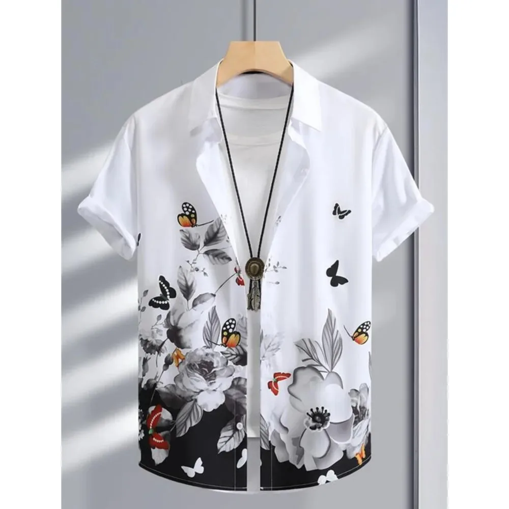 

Lip Printed Men's Shirts Summer Casual Short Sleeved Men's Beach Vacation Shirt Street Outdoor Men's Tops Fashion Men's Clothing