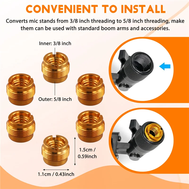 Excelentes-6 piezas de adaptadores de tornillo de tuerca roscada hembra, adaptadores de tuerca de soporte de Clip de micrófono para soporte de micrófono