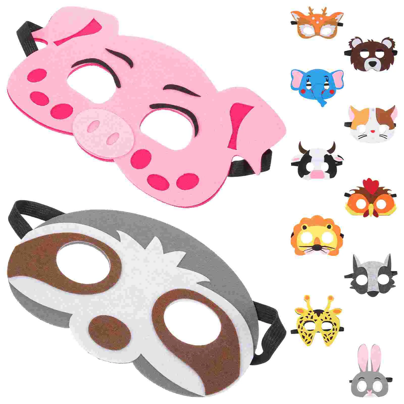 Conjunto de máscara para o dia das crianças Máscaras de feltro de animais de desenho animado de Halloween para crianças com rosto cosplay