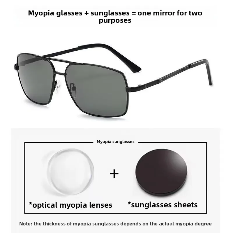 Lunettes de vue pour pilotes, protection UV, lunettes de soleil anti-éblouissement pour la conduite, lunettes de vue pour la vision de près, dioptrie jusqu'à -4.0