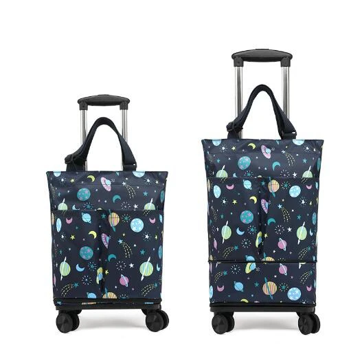 Women Shopping bag with With wheels Women Travel Trolley Luggage bag Women Carry on hand Luggage Bag Shopping bag with cart