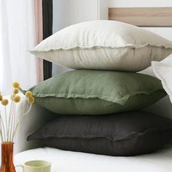 Cotton Cushion Cover 45x45cm 50x50 Solid Color Green Throw Pillow Cover Decorative Bed Living Room Sofa Noric Modern Home Decor
