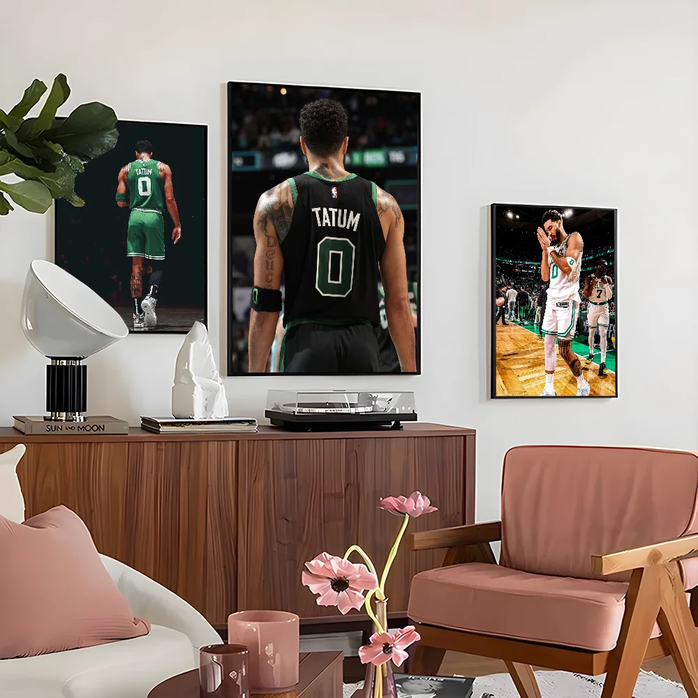 1PC Basketball Player J-Jayson Tatum Poster Self-adhesive Art Waterproof Paper Sticker Coffee House Bar Room Wall Decor