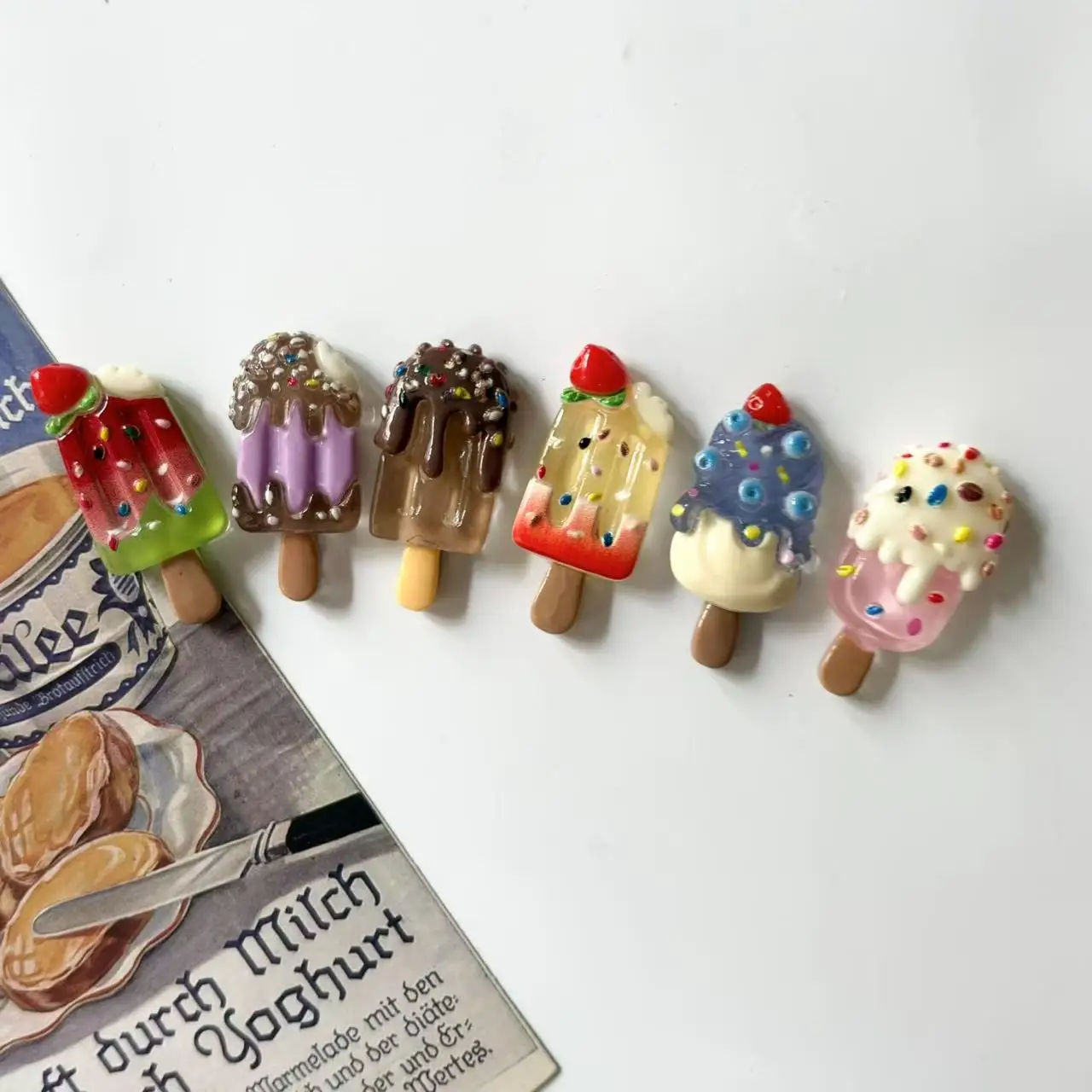 6Pcs Adorable Ice Cream Fridge Magnets, Suitable for Decoration on Refrigerators, Whiteboards, Kitchens and Offices