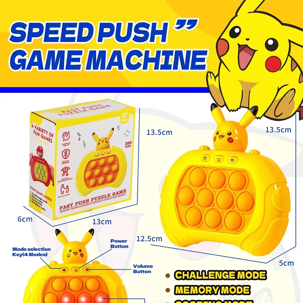 Pokemon Pikachu Pop Quick Push Bubbles Game Mario Fun Whac-A-Mole Squeezing Toys Anti Stress Sensory Bubble Pop Fidget Toy Gifts