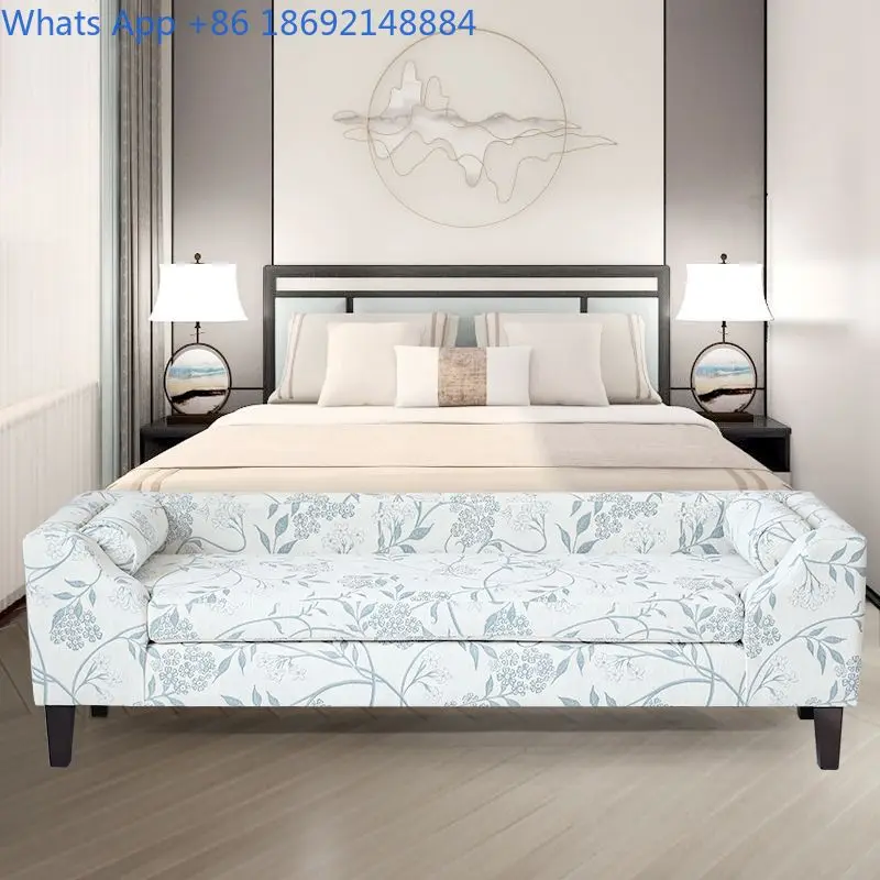 

End Stool Fabric Main Bedroom Bed Bench Bedside Stool New Chinese Style Bedside Extended Simple Bed End Sofa