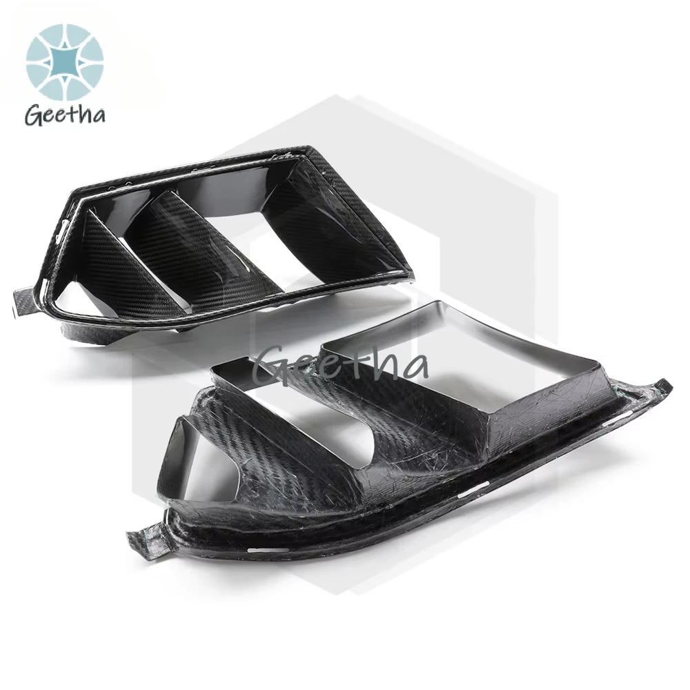 Real Dry Carbon Fiber R44 Style Dual Fin Ducts Trim for BMW G80 M3 G82 G83 M4 Front Bumper Vent Trim Air Intake Cover