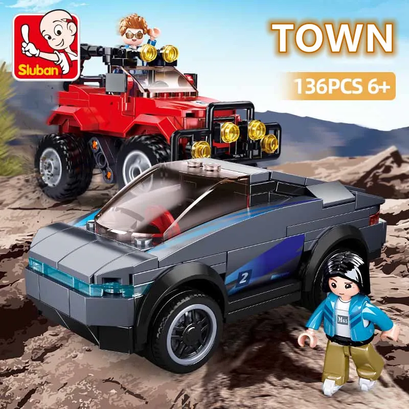 Sluban Building Block Toys Town B0901/B0902 TEX Electric Vehicle Jeep 136PCS Compatbile With Leading Brands Construction Kits