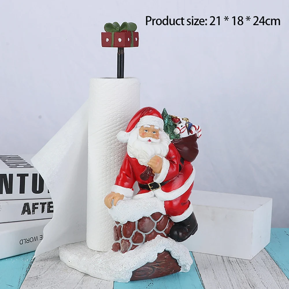 1Pcs Christmas Tissue Holder Resin Tissue Holder Figurines New Year Christmas Bathroom Home Decor B