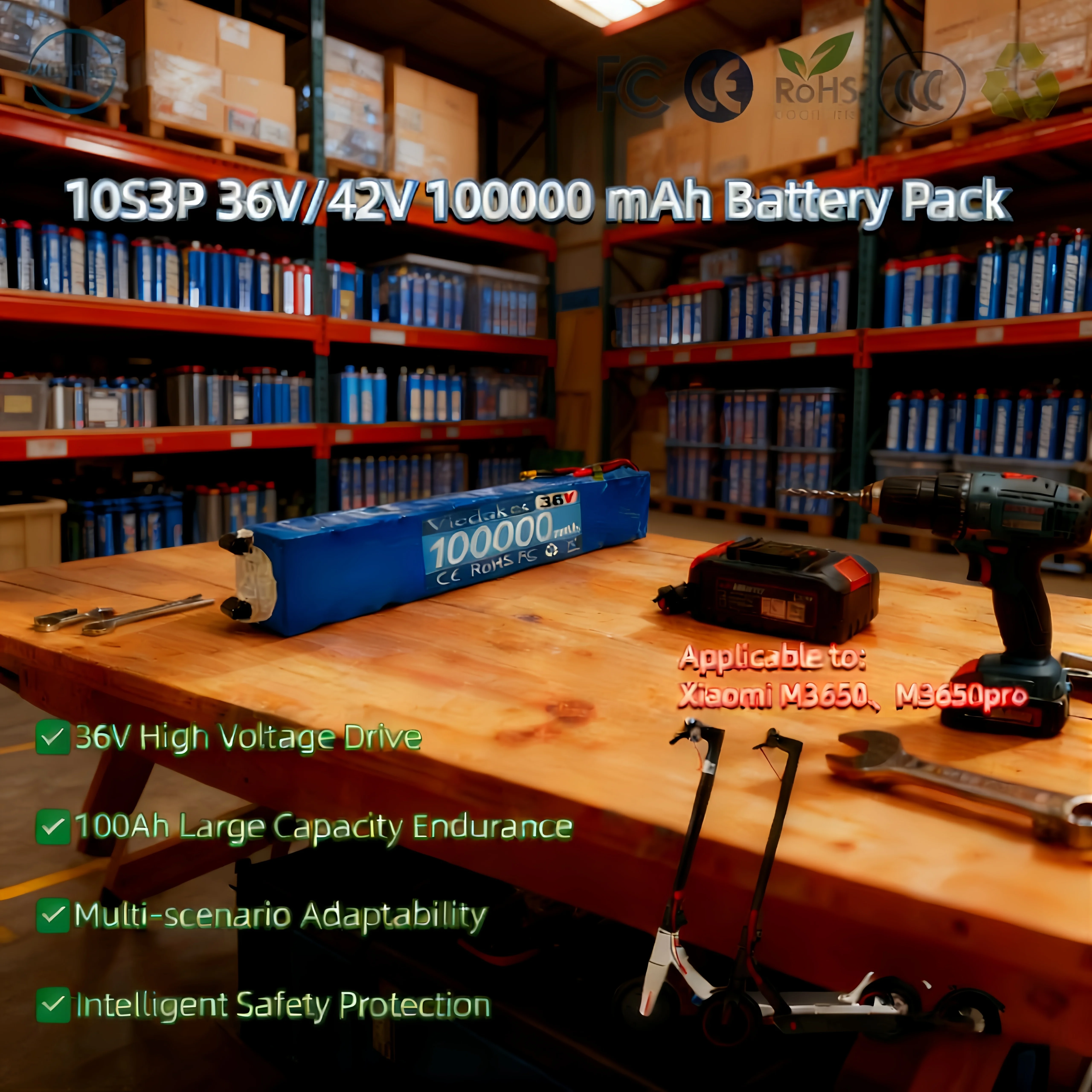 

Genuine VIEDAKES 10S3P 36V 100Ah Scooter Battery Pack for Xiaomi Mijia M365 36V Electric Scooter Battery pack BSM system