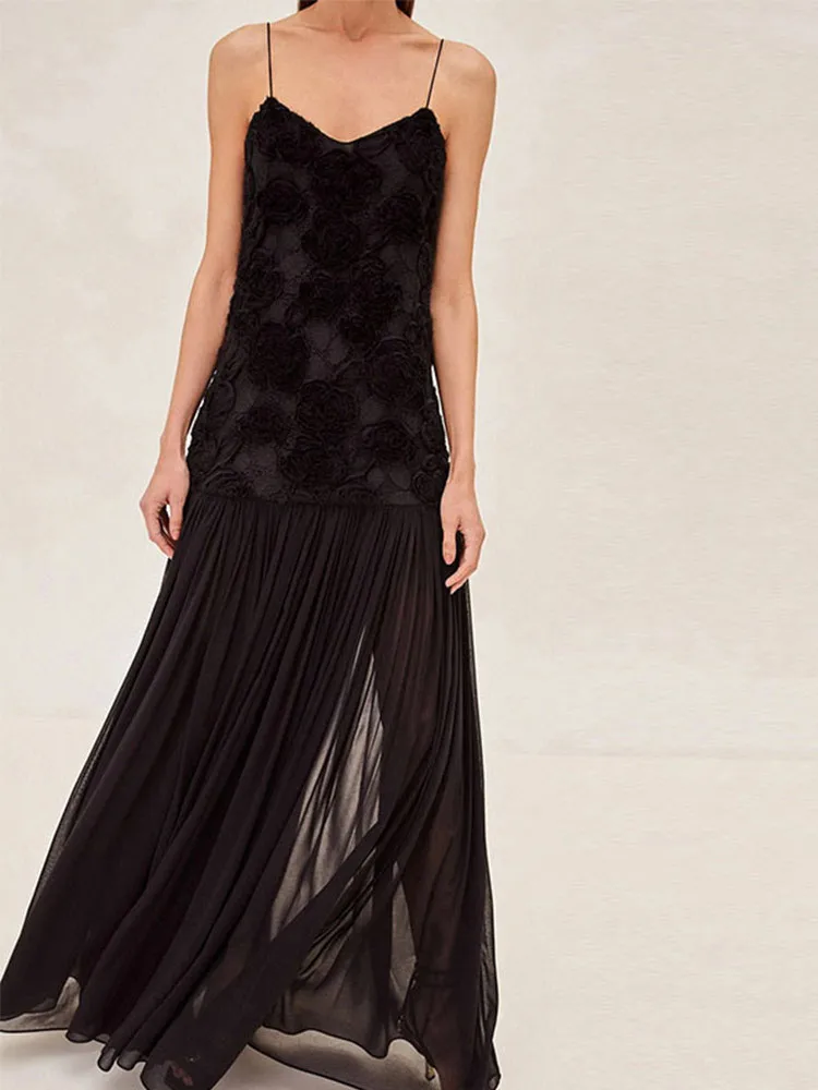 2025년 신상 여름 여성 민소매 플로럴 장식 캐미 드레스 섹시하고 우아한 미니 드레스 해외 판매용