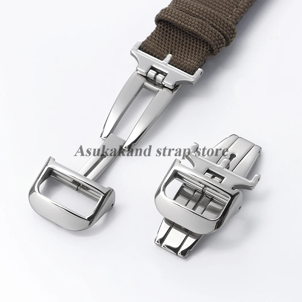 Hebilla de reloj de acero inoxidable plateado de 18mm, correa de reloj de goma de cuero, accesorios de cierre desplegable para correa de reloj de JAEGER-LECOULTRE