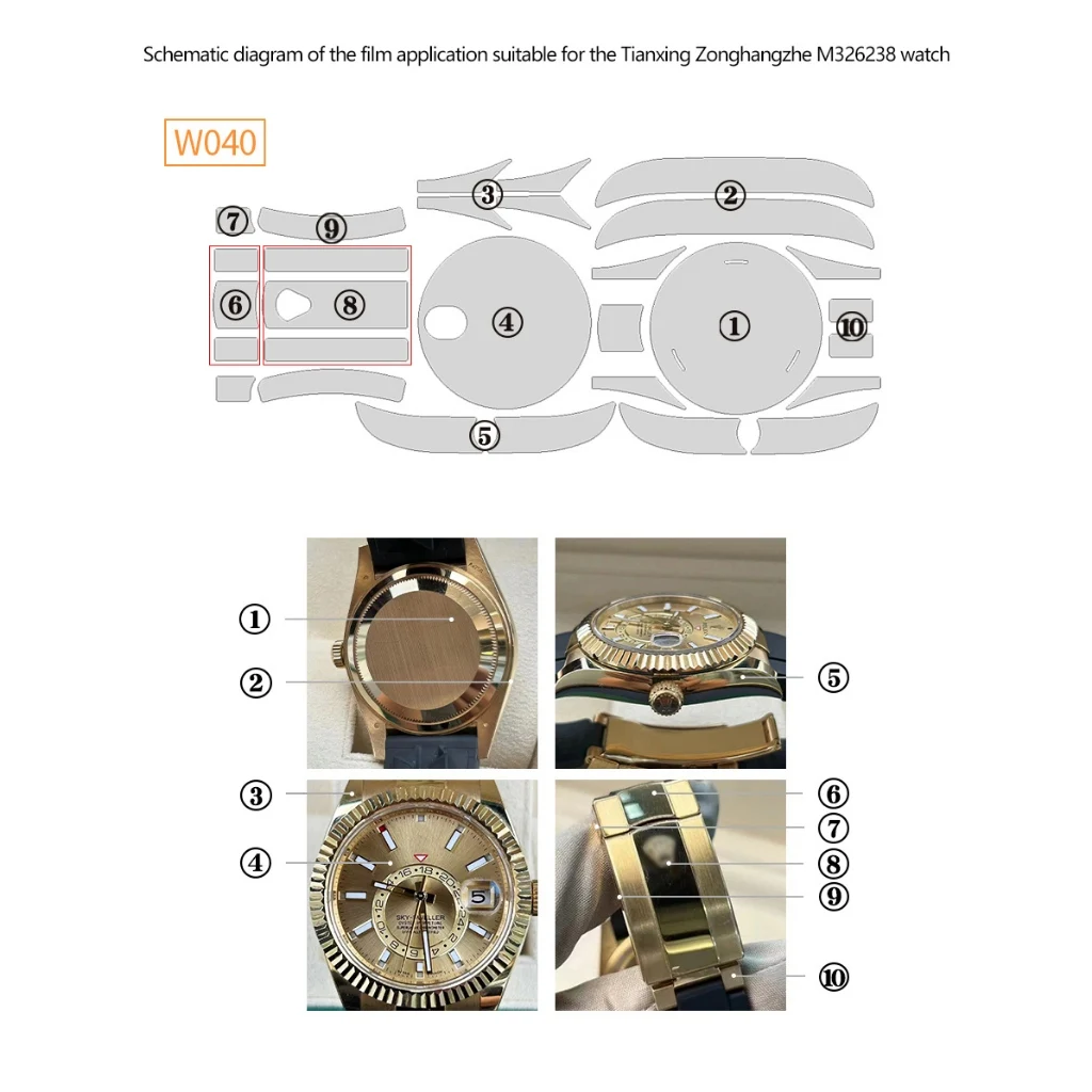 Watch Film for Sky‑Dweller M326238 Full Set Anti‑Corrosion Dust‑Proof High‑Transparent Protective Film