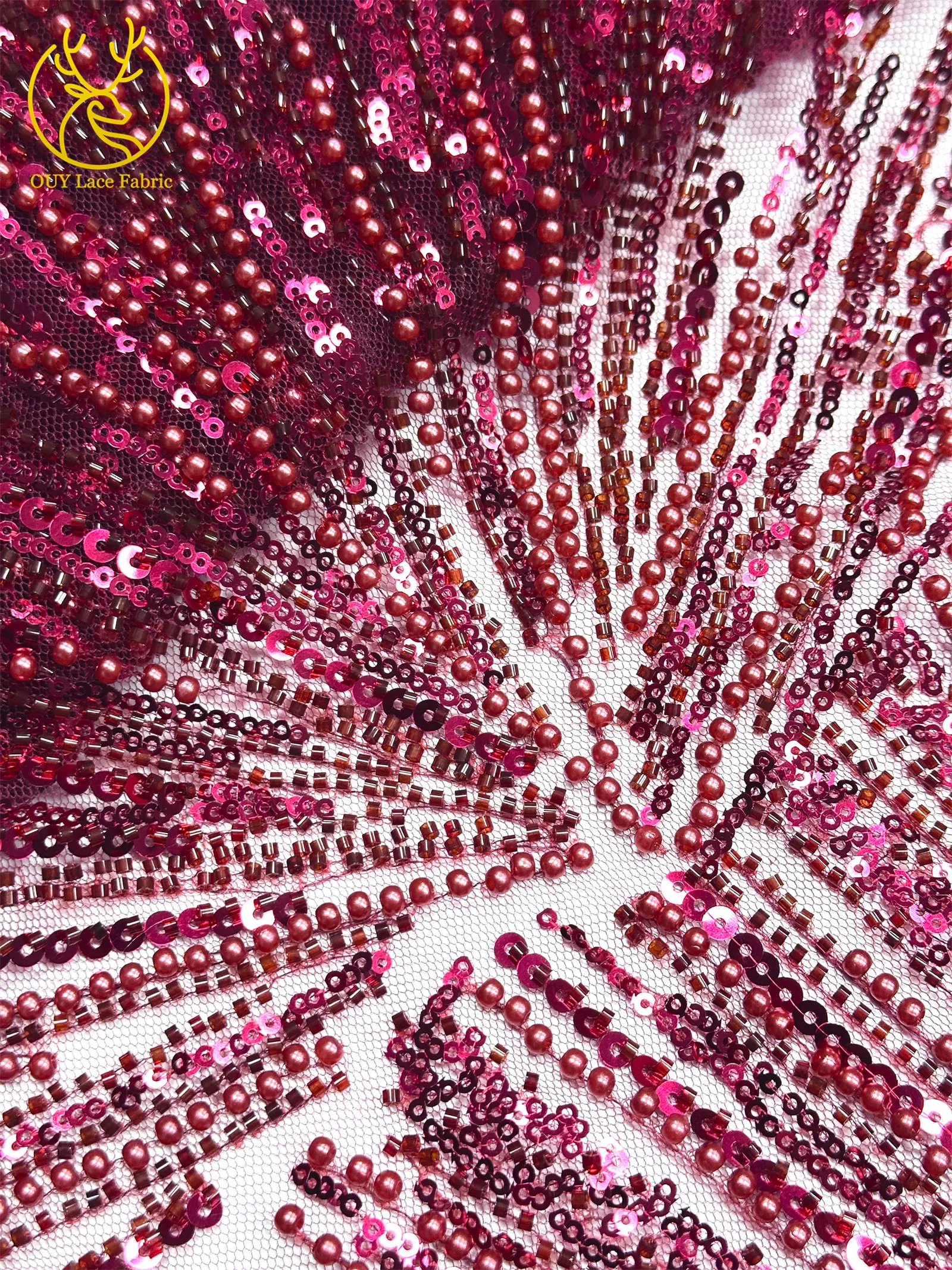 Afrikanischer Perlen-Spitzenstoff 2026 Heißer Verkauf Nigeria Französischer Tüll-Pailletten-Spitzenstoff für Party-Abendkleid-Nähmaterial 5 Yards – Detail 35