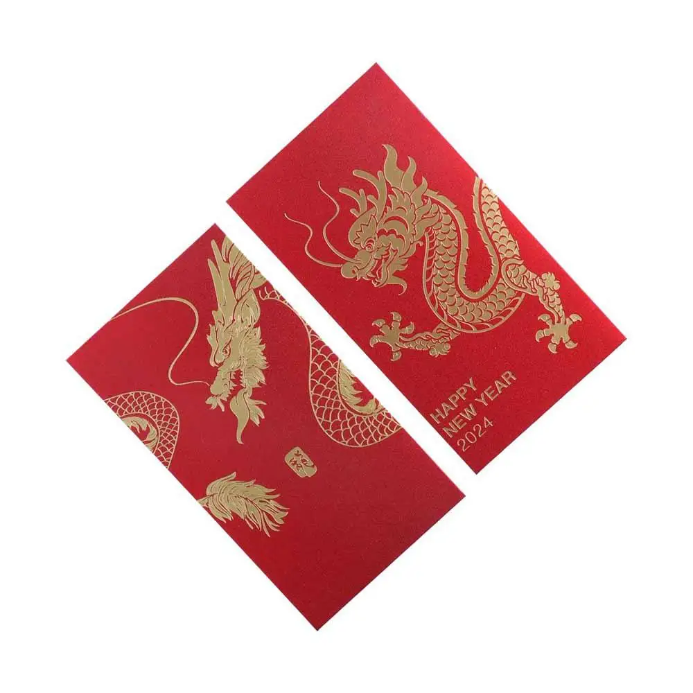 New Year's Blessing Bag Red Envelope New Year Packet Dragon Patterns Red Pocket Best Wishes DIY Packing HongBao 2024 Dragon Year