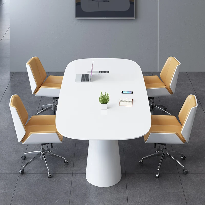 White paint conference table, oval reception table, office table, small conference table, modern