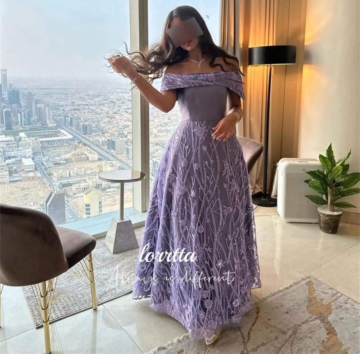 Evening Dress Satin Shiny Fabric Line A Eid Al-fitr Purple Formal Dresses Luxury Women 2024 New Special Occasion Gala Customized