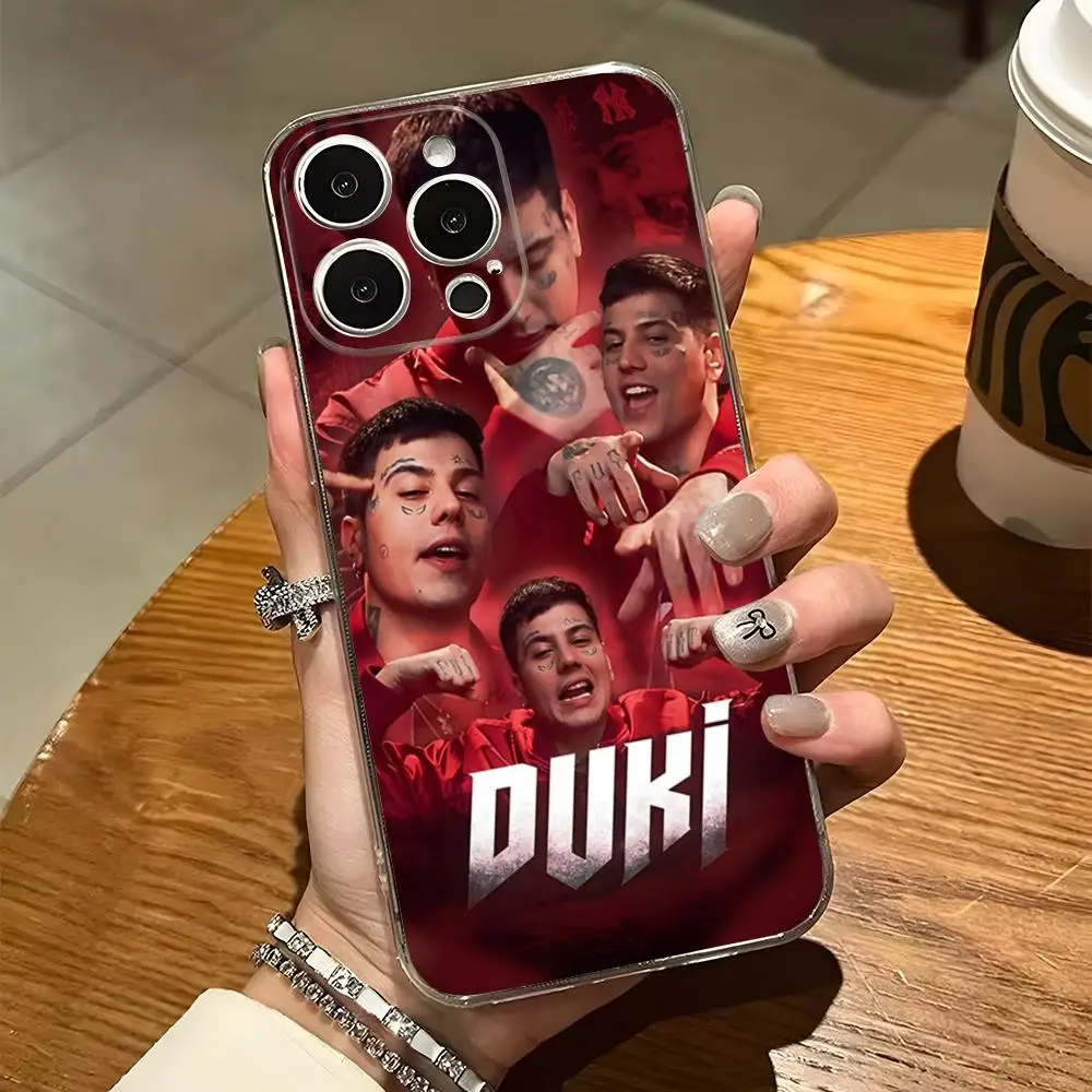 Duki Rapper Antes De Ameri Phone Case For Iphone 15 Pro Max 14 16 Plus 11 12 Mini 13 Pro 7 8 X XR XS SE Transparent Back Cover