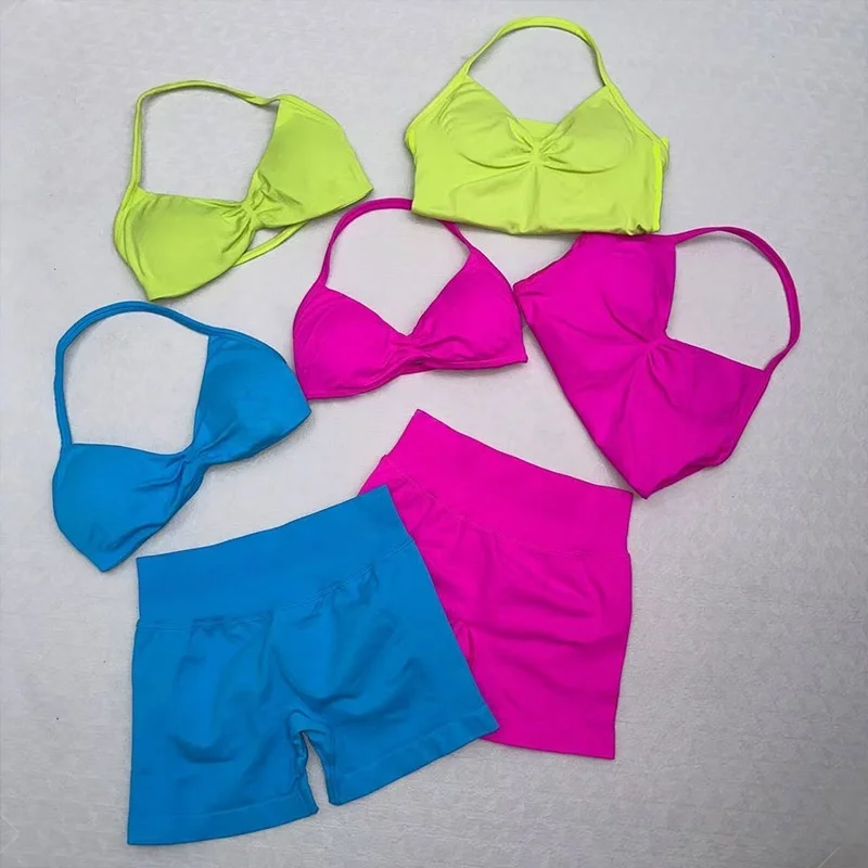 

New Hot Selling Small Bra, Shorts, Vest Two-piece Set, Sports Yoga, Fitness, Breathable Women's Sports Set