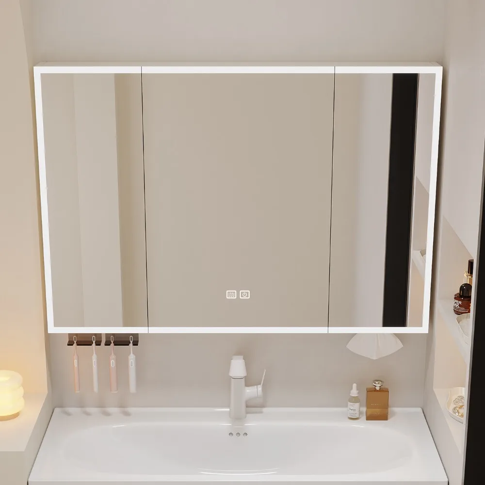 front nest aluminum bathroom mirror cabinet separate mirror with toothbrush holder tissue hole makeup mirror cabinet